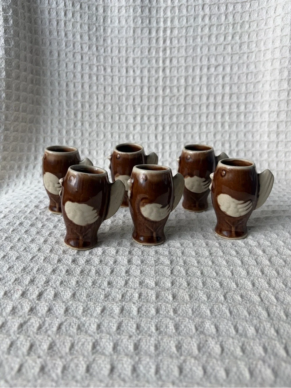 Vintage Mid-Century Ceramic Rooster Liqueur Decanter Set With Matching Cups